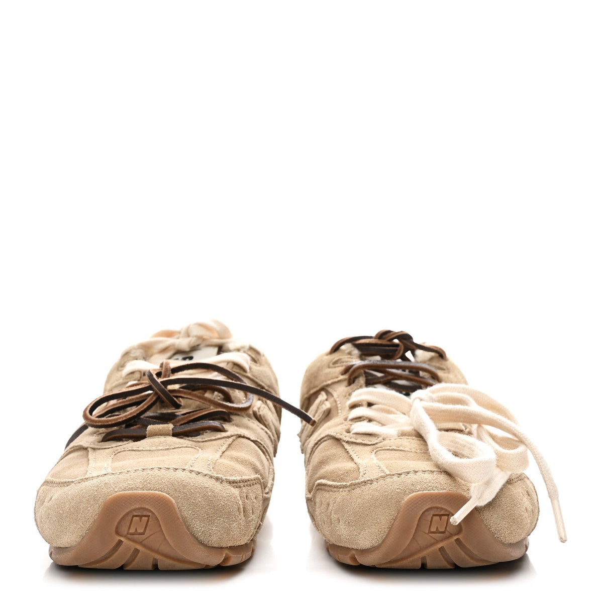 X NEW BALANCE Suede Shearling 530 SL Sneakers Ecru